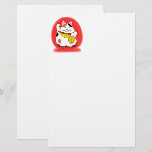 Good Luck Maneki Neko Briefpapier (Voorkant / Achterkant)