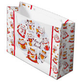 Good Luck Maneki Neko Cat Gift Bag Groot Cadeauzakje (Voorkant Gekanteld)