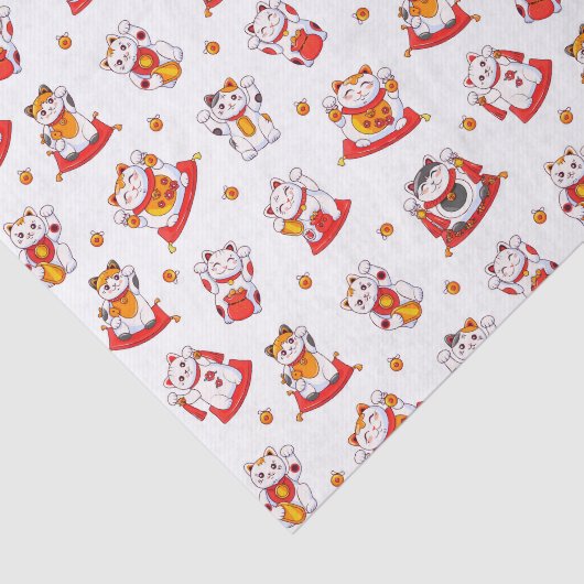 Good Luck Maneki Neko Cats Tissuepapier (Detail)