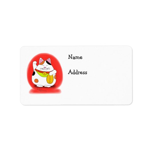 Good Luck Maneki Neko Etiket (Voorkant)