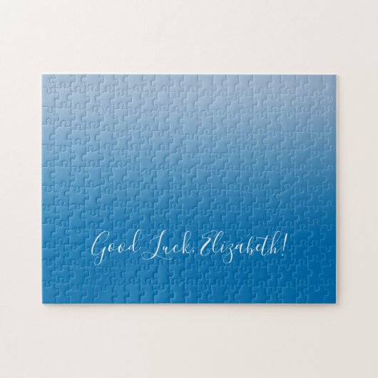 Good Luck Name Script op Blue Gradient Funny Legpuzzel (Horizontaal)