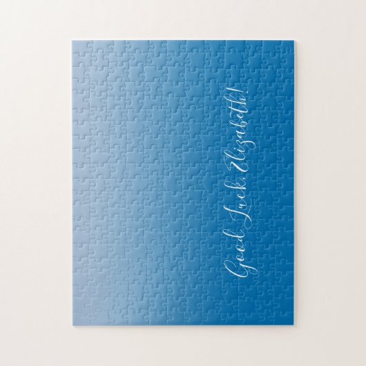 Good Luck Name Script op Blue Gradient Funny Legpuzzel (Verticaal)