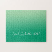 Good Luck Name Script op Green Gradient Funny Legpuzzel (Horizontaal)