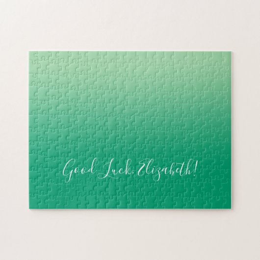 Good Luck Name Script op Green Gradient Funny Legpuzzel (Horizontaal)