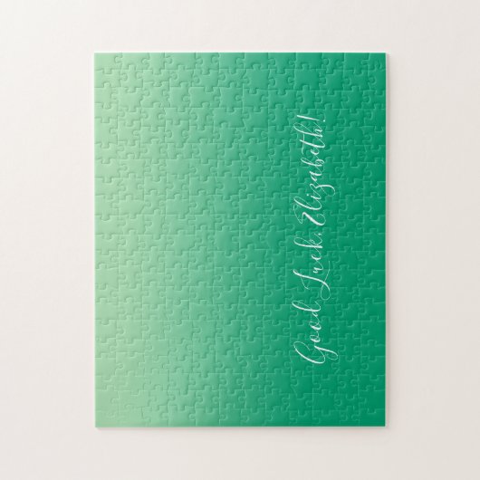 Good Luck Name Script op Green Gradient Funny Legpuzzel (Verticaal)
