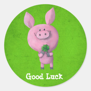 Good Luck Pig Ronde Sticker