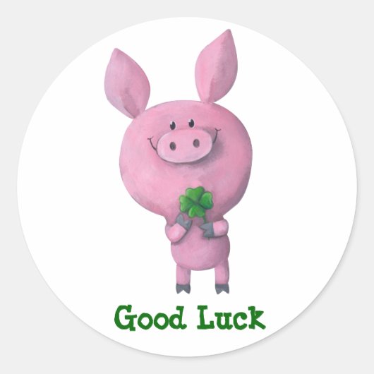 Good Luck Pig Ronde Sticker (Voorkant)