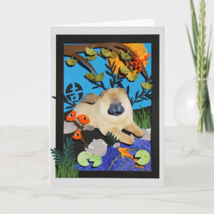 GOOD LUCK POND Chow papercut Kaart