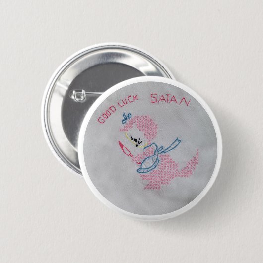 GOOD LUCK SATAN-toets Ronde Button 5,7 Cm (Voorkant /achterkant)