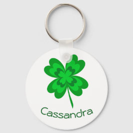 Good Luck Shamrock Four Leaf Clover Monogram Name Sleutelhanger