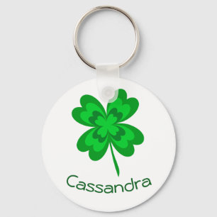 Good Luck Shamrock Four Leaf Clover Monogram Name Sleutelhanger