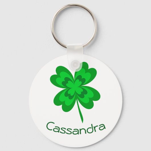 Good Luck Shamrock Four Leaf Clover Monogram Name Sleutelhanger (Voorkant)