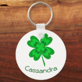 Good Luck Shamrock Four Leaf Clover Monogram Name Sleutelhanger (Voorkant)