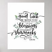 Good Luck Shamrock Irish Blessing Art Poster (Voorkant)