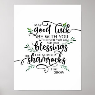 Good Luck Shamrock Irish Blessing Art Poster