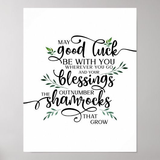 Good Luck Shamrock Irish Blessing Art Poster (Voorkant)