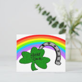 Good Luck Shamrock, Rainbow en Hoefijzer Briefkaart (Staand voorkant)