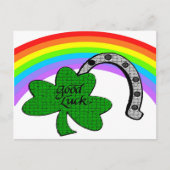 Good Luck Shamrock, Rainbow en Hoefijzer Briefkaart (Voorkant)