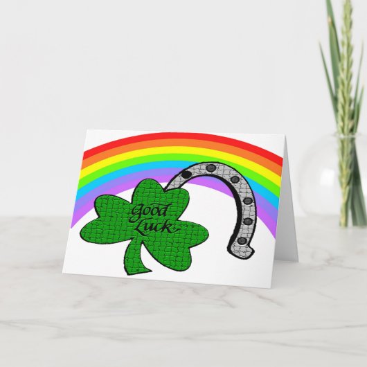 Good Luck Shamrock, Rainbow en Hoefijzer Kaart (Voorkant)