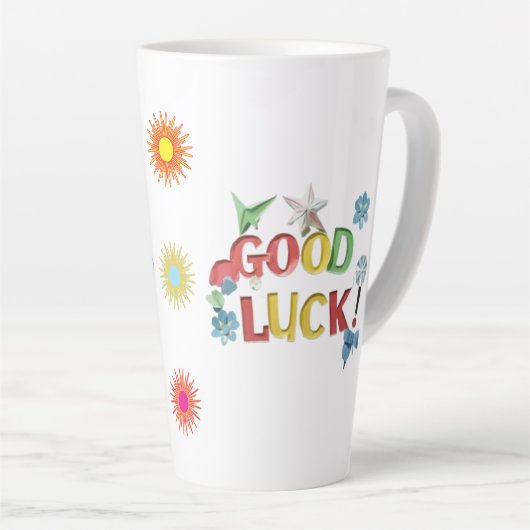 Good Luck Sunshine Mug Sticker – Bright, Cheerful Latte Mok (Rechterhoek)