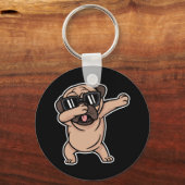 Good Mood Pug met zonnebril Dabbel Sleutelhanger (Voorkant)