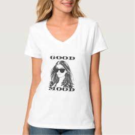 Good Mood T-Shirt - Monochromatische vrouw met gez