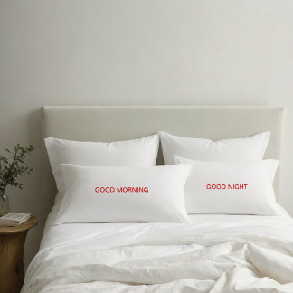 Good Morning and Good Night Red Text Pillowcases Kussensloop