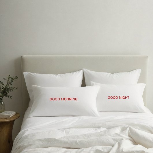 Good Morning and Good Night Red Text Pillowcases Kussensloop