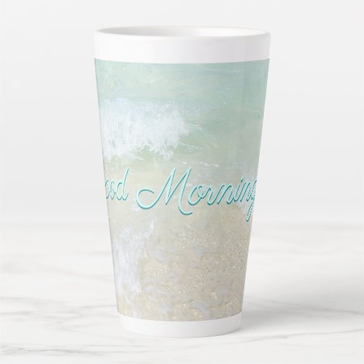 Good Morning Beach Surf Ocean Gezegde Latte Mok (Voorkant)