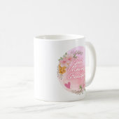 "Good Morning Beauful"-script, roze Floral Koffiemok (Voorkant rechts)