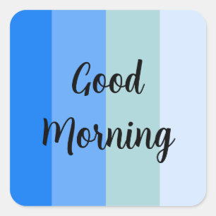 Good Morning Blue Striped Beverage Coaster Vierkante Sticker
