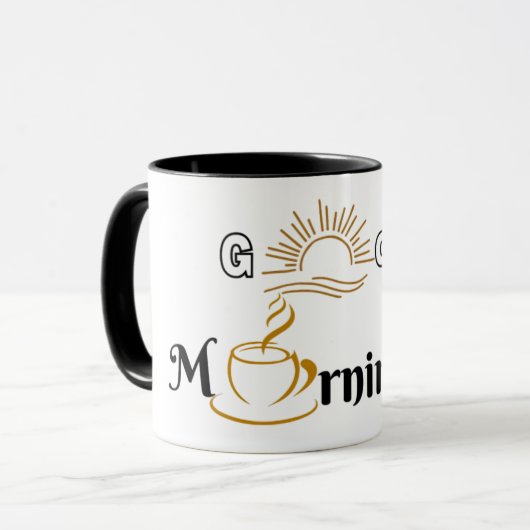 "Good Morning" Coffee Mok - Me Time Mok voor Vrede (Voorkant links)