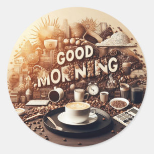 Good Morning Coffee Ronde Sticker