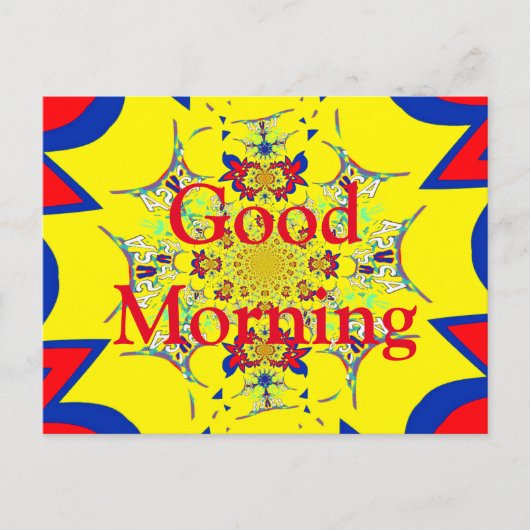 Good Morning Colorful Bright floral damask Briefkaart (Voorkant)