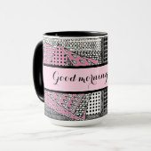 Good Morning Darling Pink Black Grey Ringer 15 oz Mok (Voorkant links)