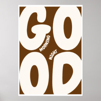 Good Morning Good Night Islamic Wall Art Brown  Poster