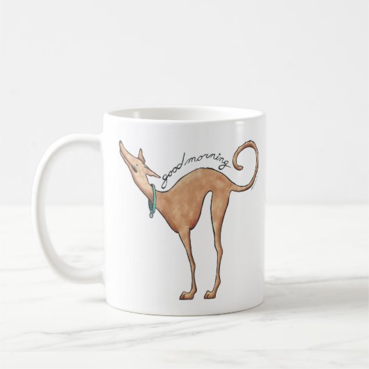 Good Morning Greyhound Illustration Coffee Mok (Links)