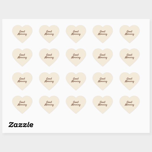 Good Morning Heart Sticker - Minimal Beige Design (Vel)