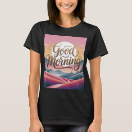Good Morning Kalligrafie Landschap Zwart Vrouwen T-shirt