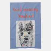 Good Morning Llama Alpaca art Photo Kitchen Towel Theedoek (Verticaal)