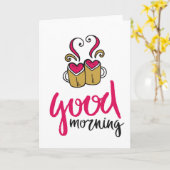 "Good Morning" Love Coffee Wenskaart Kaart (Gele Bloem)