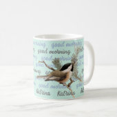 Good Morning Personalized Woodland Chickadee Mok (Voorkant rechts)