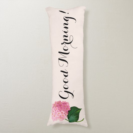 Good Morning Pink Hydrangea Body Pillow Lichaamskussen (Voorkant Verticaal)