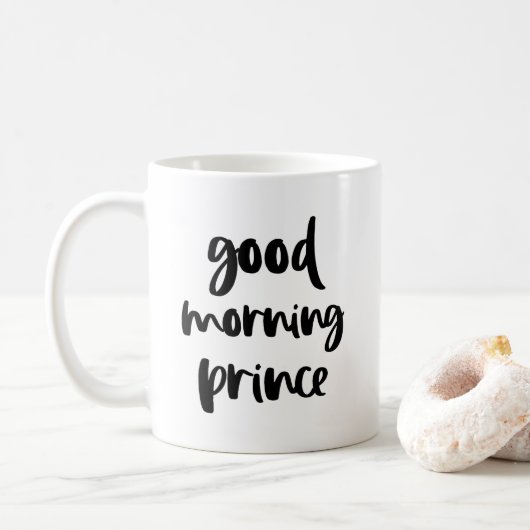 Good Morning Prince Black Moderne Typografie Mok (Met donut)