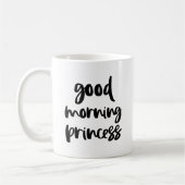 Good Morning Princess Black Moderne Typografie Mok (Links)