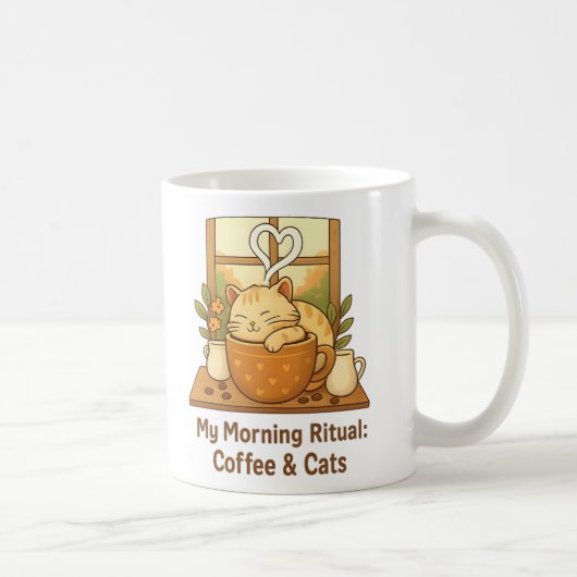 Good Morning Ritual Mug: Cozy Cat in Coffee Cup |  Koffiemok (Rechts)