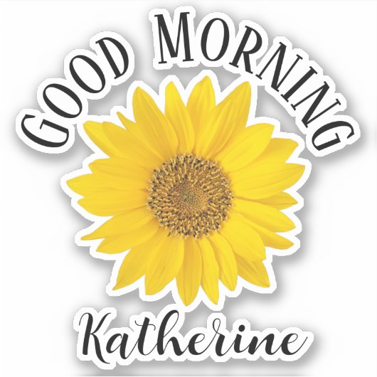 Good Morning Sunflower - Aangepaste naam Sticker (Voorkant)