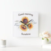 good morning sunshine clock vierkante klok (Huis)
