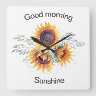 good morning sunshine clock vierkante klok