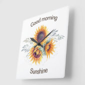good morning sunshine clock vierkante klok (Hoek)